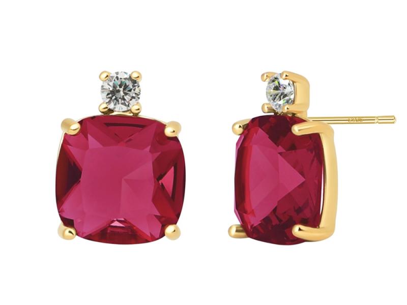 [Ozel] Shiny BRASS Cubic Zirconia/Glass Earring