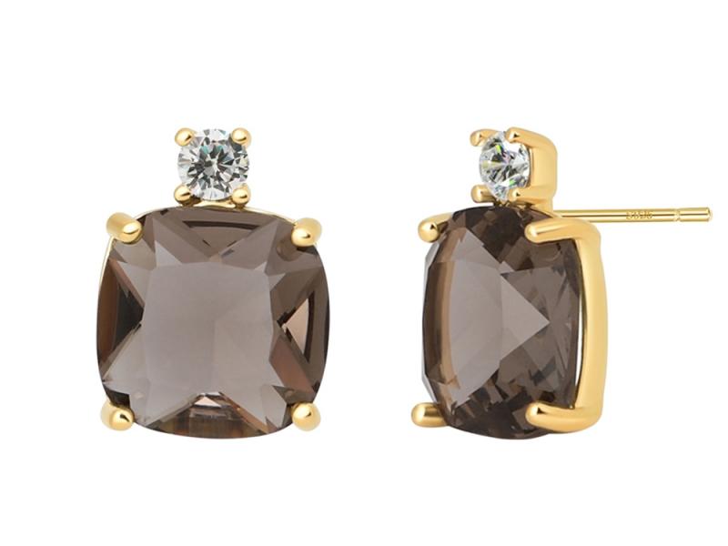 [Ozel] Shiny BRASS Cubic Zirconia/Glass Earring