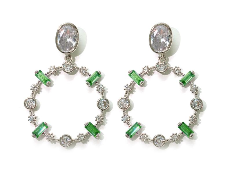 [Ozel] Shiny BRASS Cubic Zirconia Earring