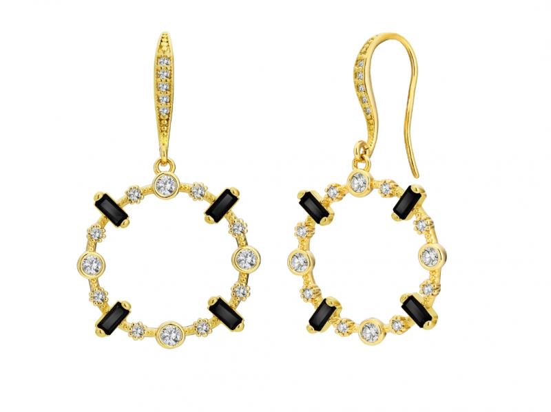 [Ozel] Shiny BRASS Cubic Zirconia Earring