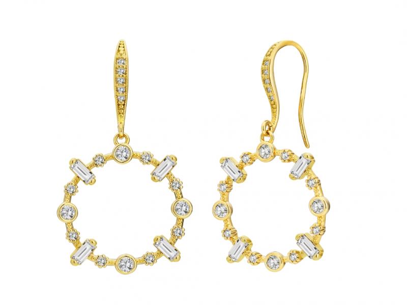 [Ozel] Shiny BRASS Cubic Zirconia Earring