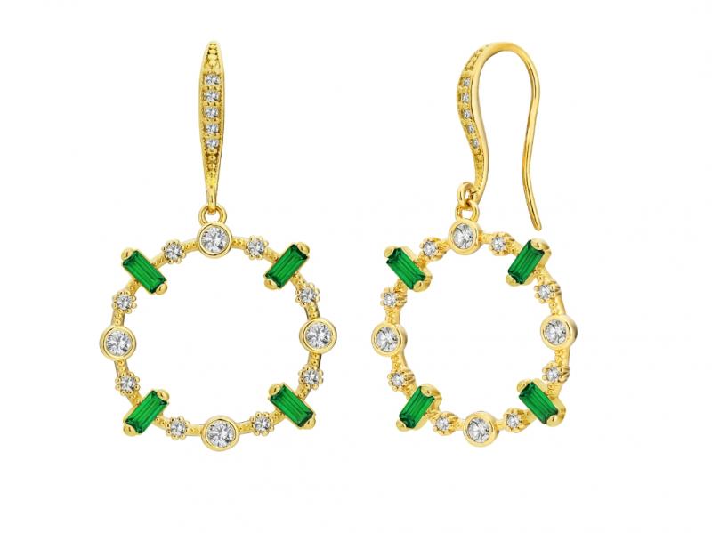 [Ozel] Shiny BRASS Cubic Zirconia Earring