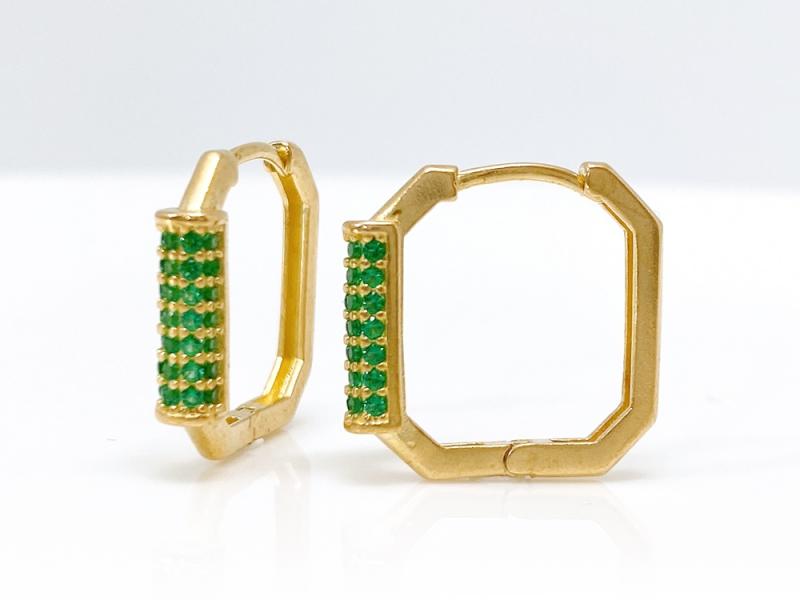 [Ozel] Shiny BRASS Cubic Zirconia Earring
