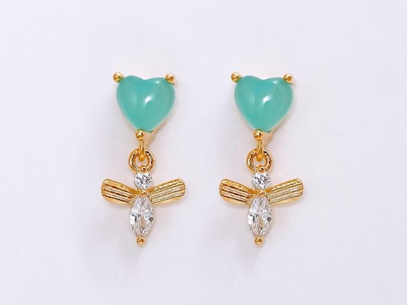 [Ozel] Shiny BRASS Cubic Zirconia/Glass Earring