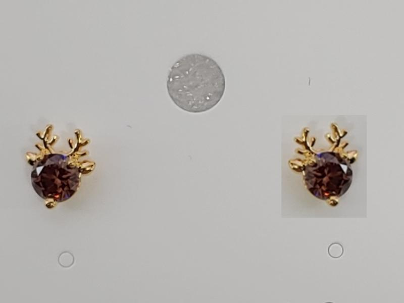 [Ozel] Shiny BRASS Cubic Zirconia Earring