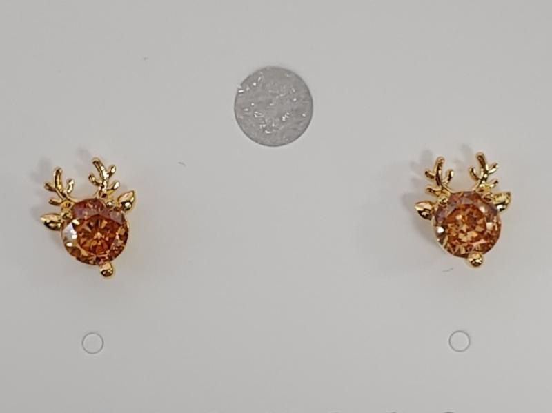 [Ozel] Shiny BRASS Cubic Zirconia Earring