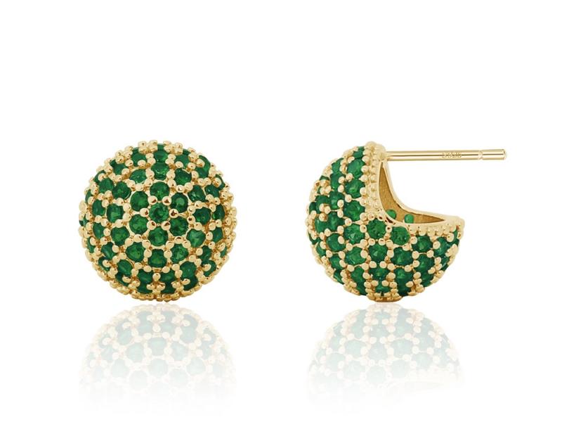 [Ozel] Shiny BRASS Cubic Zirconia Earring