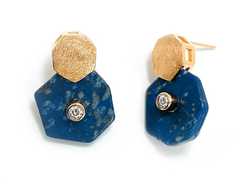 [Ozel] Curved BRASS Cubic Zirconia Earring