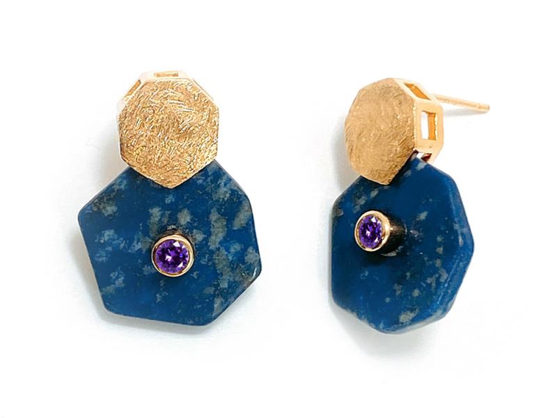 [Ozel] Shiny BRASS/ZINC/ACRYLIC Cubic Zirconia Earring
