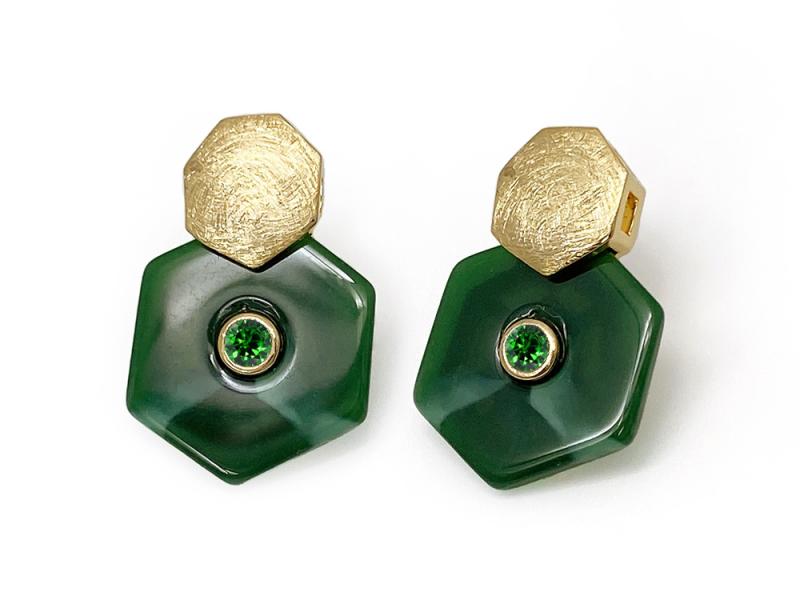 [Ozel] Shiny BRASS/ZINC/ACRYLIC Cubic Zirconia Earring