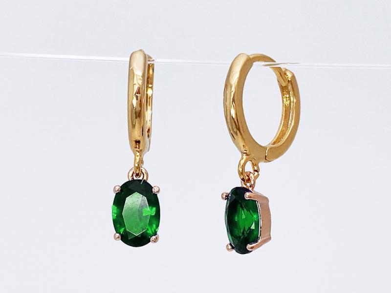 [Ozel] Shiny BRASS Glass Earring