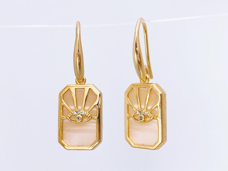 [Ozel] Shiny BRASS Cubic Zirconia Earring