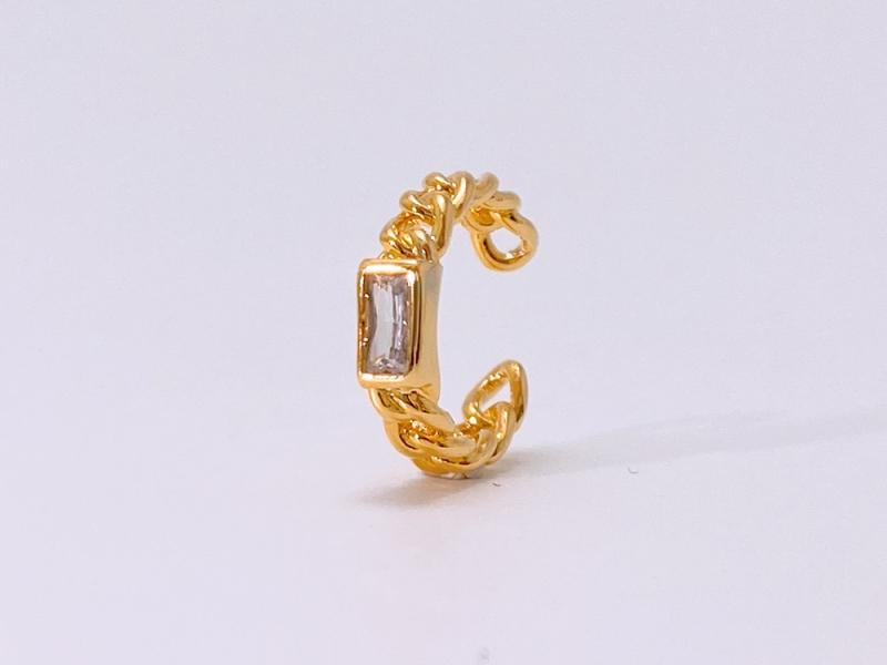[Ozel] Shiny BRASS Cubic Zirconia Ear Cuff