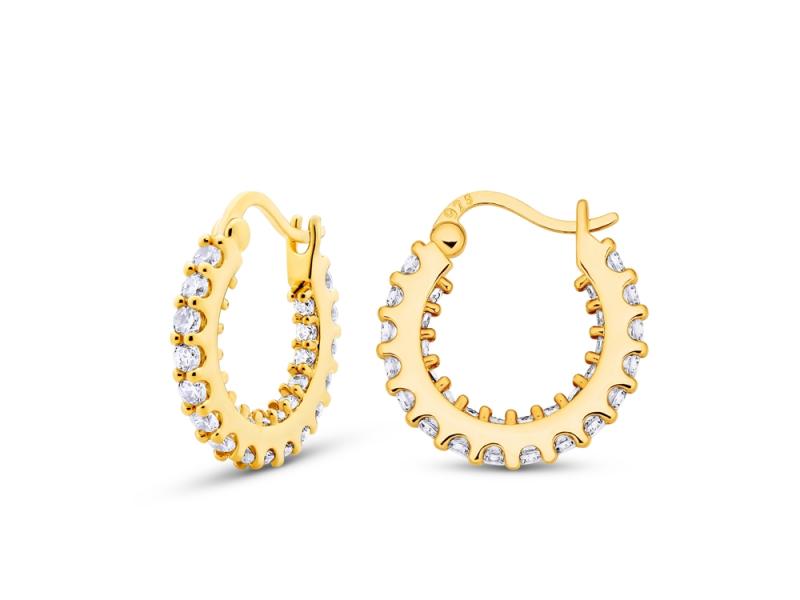 [Ozel] Shiny BRASS Cubic Zirconia Earring