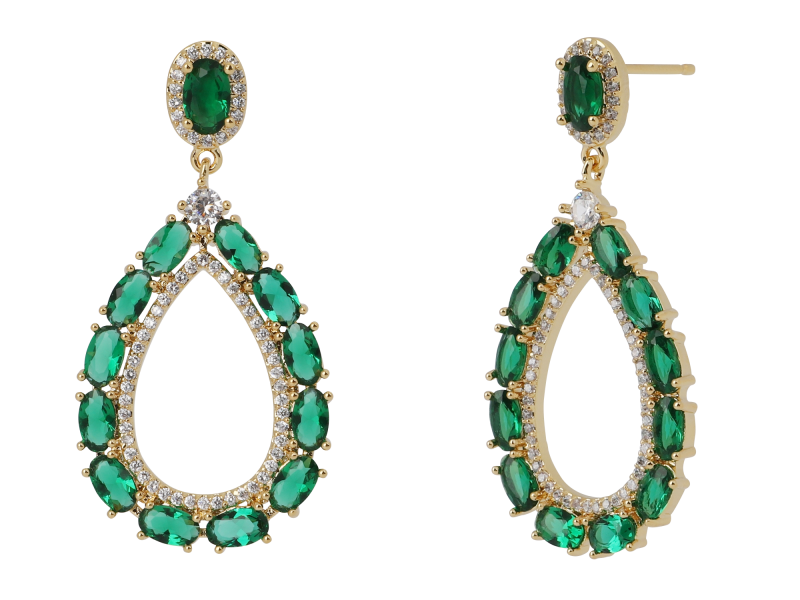 [Ozel] Shiny BRASS Cubic Zirconia Earring
