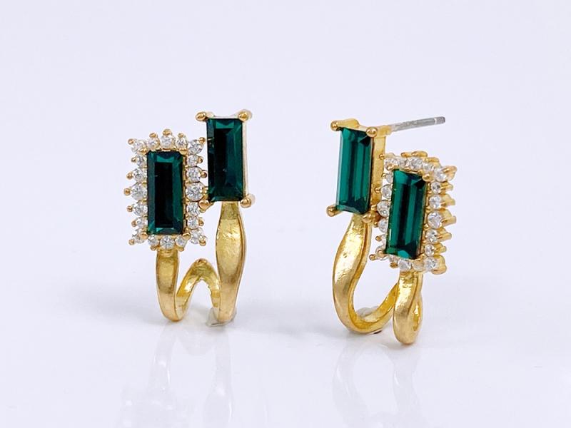 [Ozel] Shiny BRASS Cubic Zirconia Earring