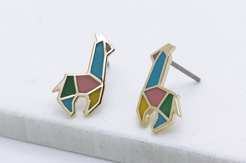 [Ozel] Sophisticated Glossy Brass Epoxy Earrings [Ozel
