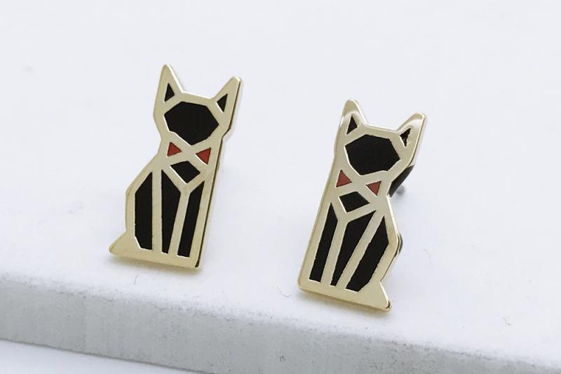 [Ozel] Trendy Glossy Brass Epoxy Earrings