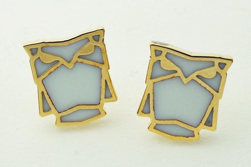[Ozel] Subtle Charm Glossy Brass Epoxy Earrings