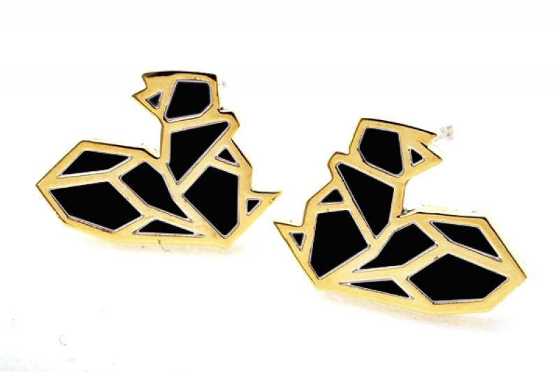 [Ozel] Subtle Charm Glossy Brass Epoxy Earrings