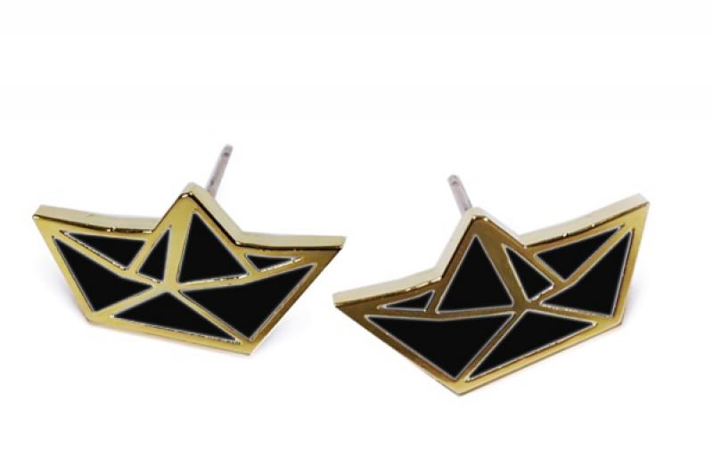 [Ozel] Statement Look Glossy Brass Epoxy Earrings