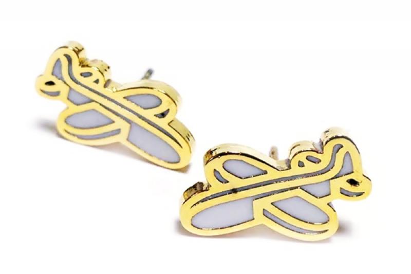 [Ozel] Casual Mood Glossy Brass Epoxy Earrings