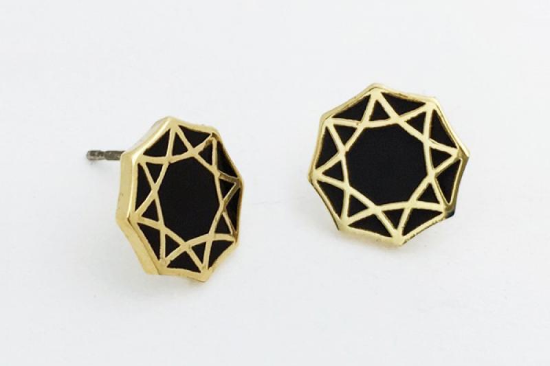 [Ozel] Vintage Vibe Glossy Brass Epoxy Earrings