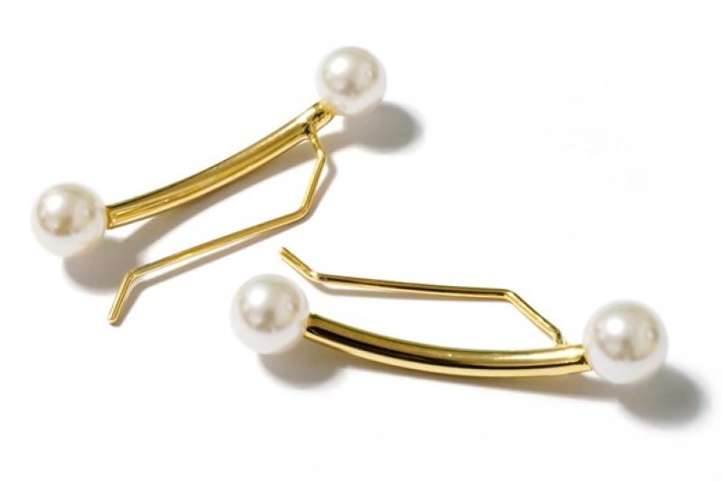 [Ozel] Modern Classic Brass Pearl Ear Cuff