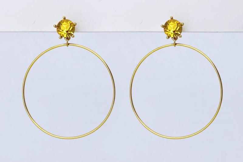 [Ozel] Point Look Crystal Earrings