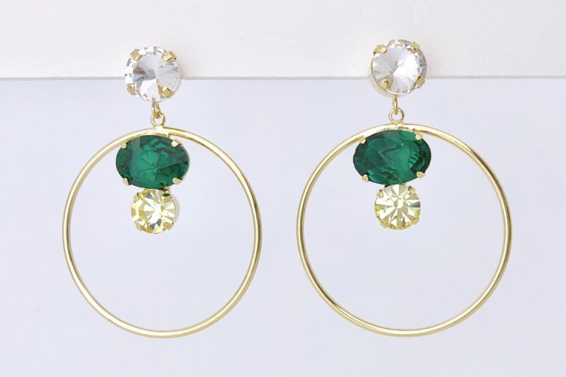 [Ozel] Chic Point Glass Earrings