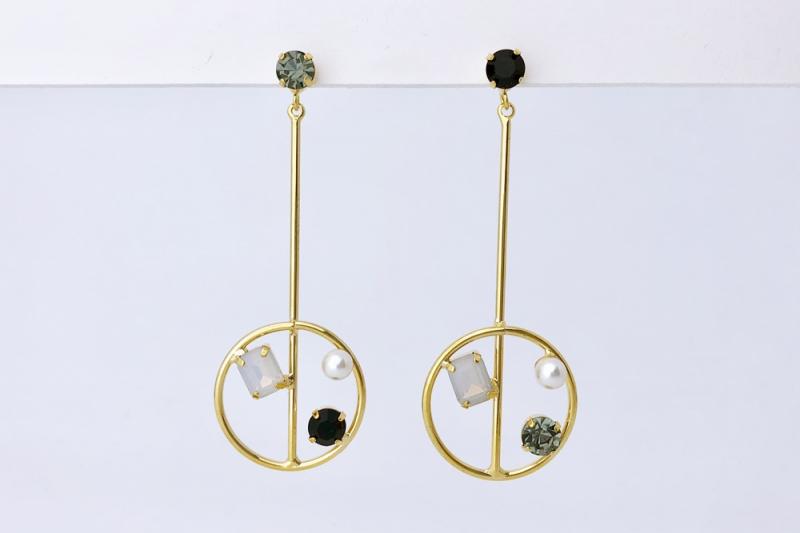 [Ozel] Romantic mood crystal pearl earrings