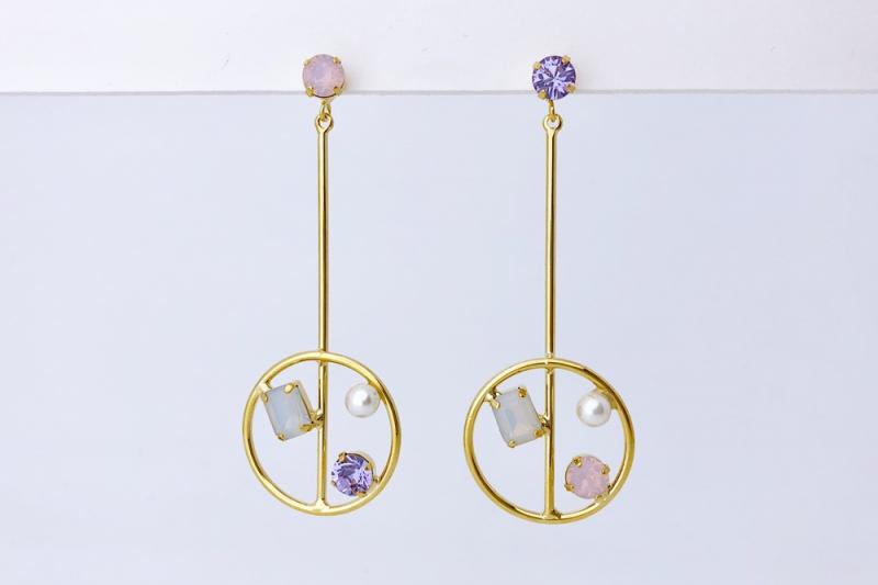 [Ozel] Delicate fit crystal pearl earrings