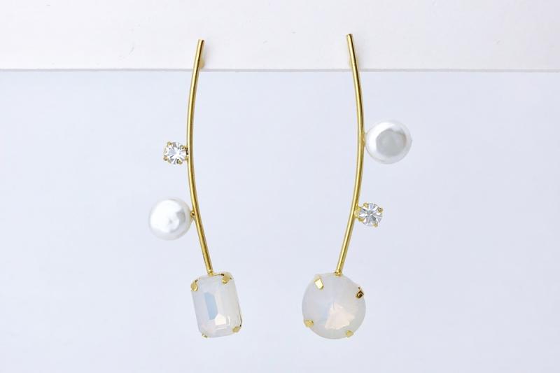 [Ozel] Statement look crystal pearl earrings