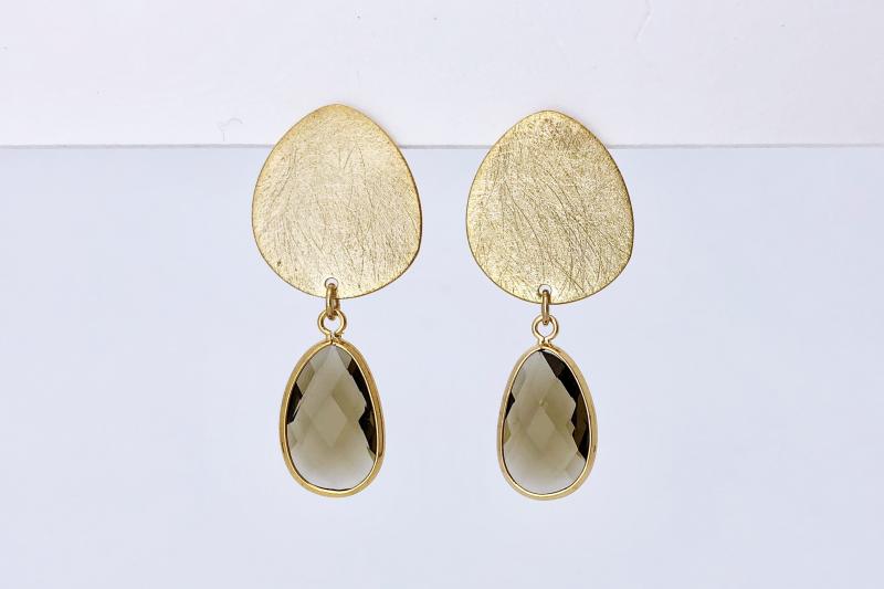 [Ozel] Layered asymmetrical curve glass earrings
