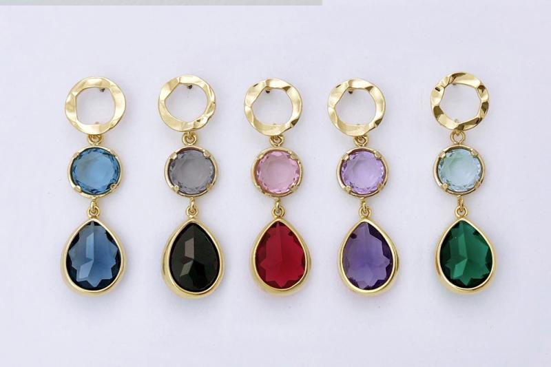 [Ozel] Wedding guest look glossy brass glass earrings