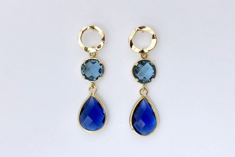 [Ozel] Elegant glossy brass glass earrings