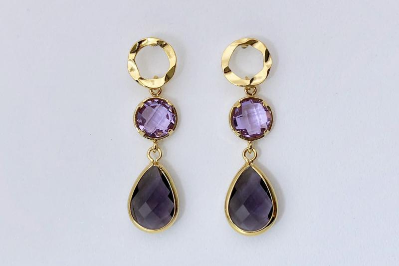 [Ozel] Daily statement glossy brass glass Earrings