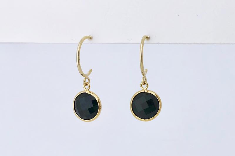 [Ozel] Layered Glossy Brass Glass Earrings [
