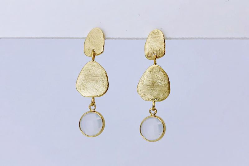 [Ozel] Elegant Asymmetrical Curve Glass Earrings [