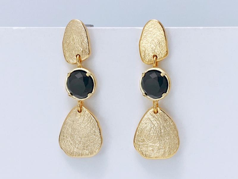 [Ozel] Curved BRASS Glass Earring