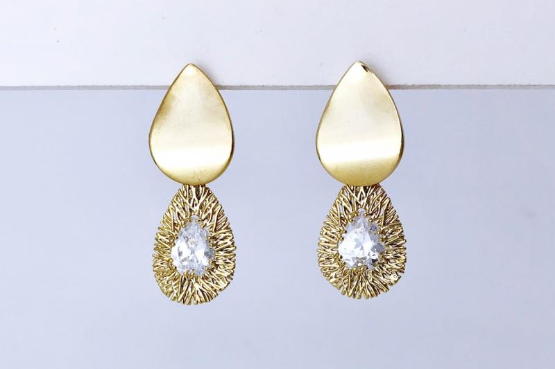 [Ozel] Subtle charm glass earrings [