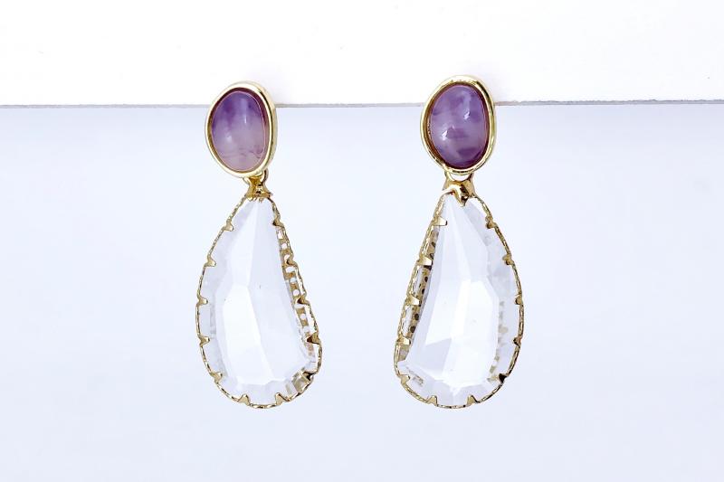 [Ozel] Simple minimal glass earrings