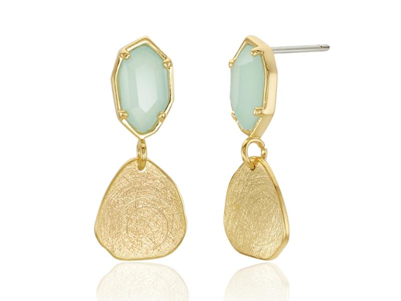 [Ozel] Shiny Curved BRASS Glass Earring