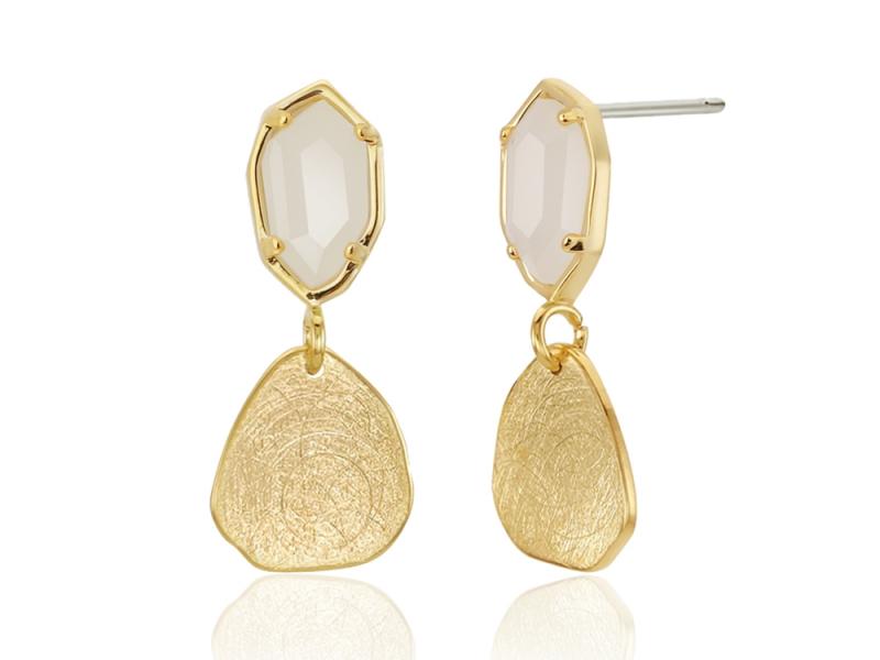 [Ozel] Shiny Curved BRASS Glass Earring
