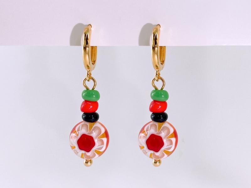[Ozel] Shiny BRASS Glass Earring