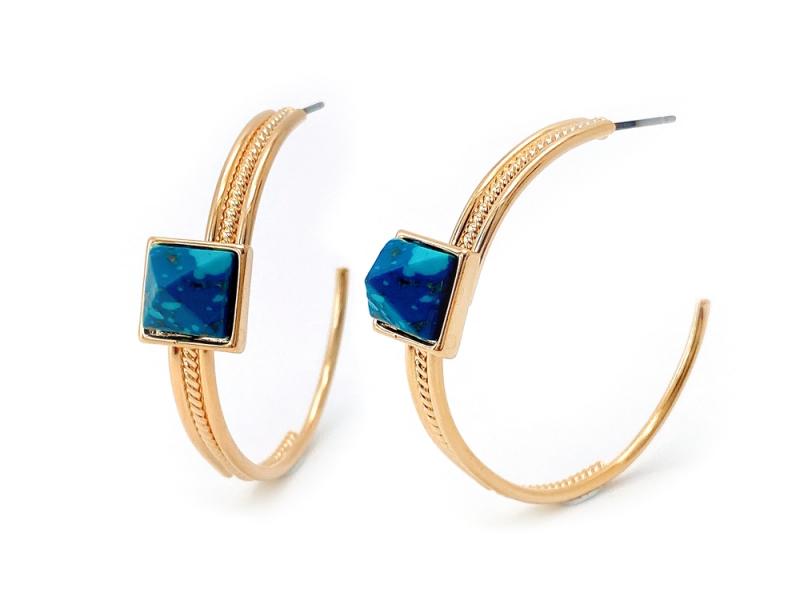 [Ozel] BRASS Howlite Earring