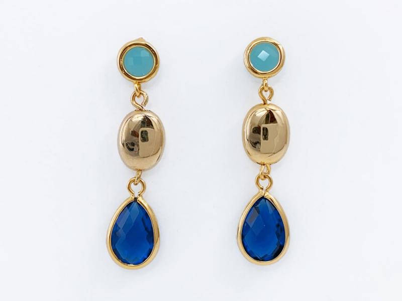 [Ozel] Shiny BRASS Glass Earring