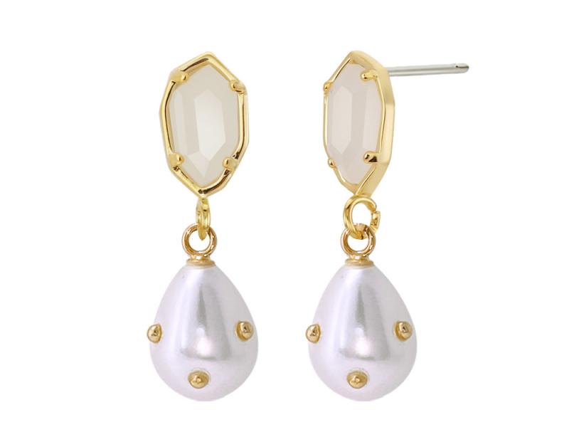 [Ozel] Shiny BRASS/ACRYLIC Glass Earring