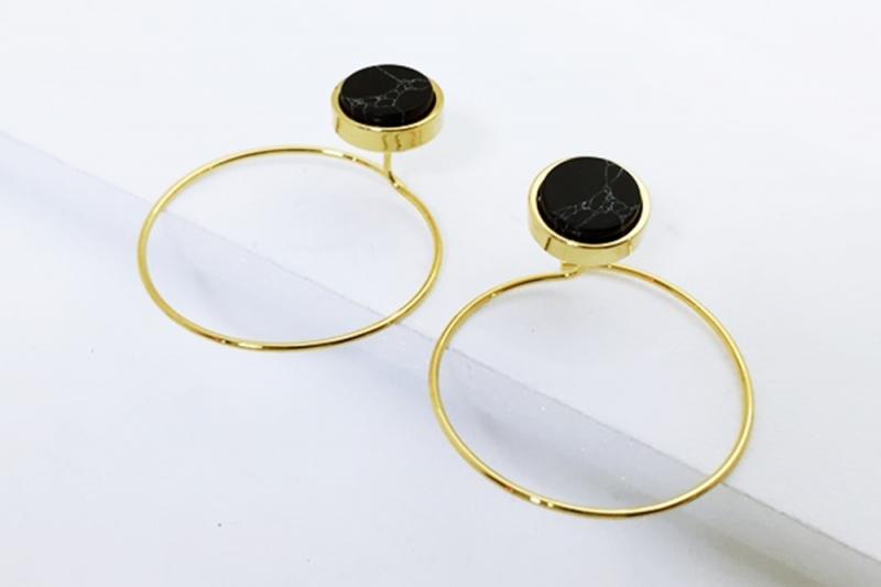 [Ozel] Casual Mood Howlite Gemstone Earrings