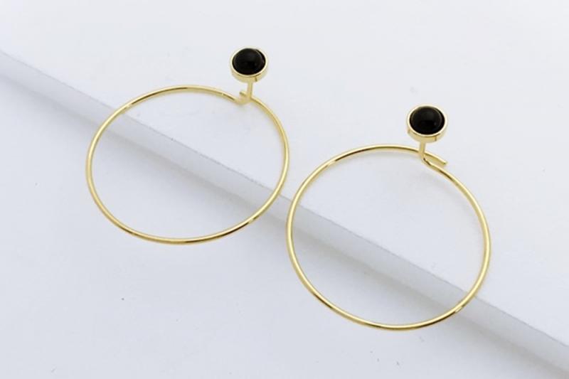 [Ozel] Daily Point Glossy Howlite Gemstone Earrings